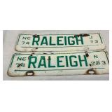 1974 Raleigh, North Carolina City License Plates