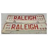 1973 Raleigh, North Carolina City License Tags