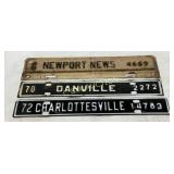Three Early Virginia City License Tags From Newpor