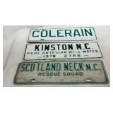 Three North Carolina City License Tags Including 1