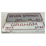 Two North Carolina City License Plates, Dated 2023