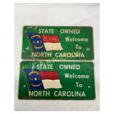 Metal State-Owned North Carolina Welcome Plates