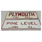 1981 North Carolina City License Tags: Plymouth an