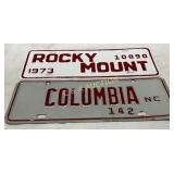 Two North Carolina City License Plates, 1973 Rocky