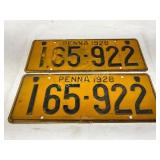1928 Pennsylvania Matching License Plates with Ser