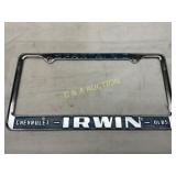 Metal License Plate Frame for Irwin Chevrolet and