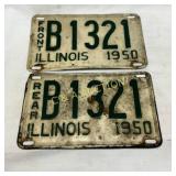 1950 Illinois Matching Set License Plates, Front a