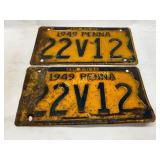 1949 Pennsylvania Matching License Plates 22V 12