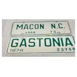 North Carolina City Tags, 1974 Gastonia and 1984 M