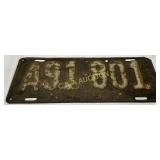 New York 1917 Embossed License Plate A91-801