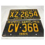 North Carolina License Plates, 1965 Restored and 1