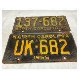 North Carolina License Plates Dated 1955 and 1965