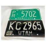 1970 License Plates: Utah and Kansas PR Midway USA