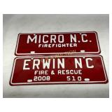 Firefighter and Fire & Rescue NC License Tags