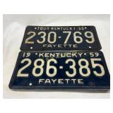 Kentucky License Plates, 1955 and 1959, Fayette Co