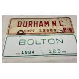 Two North Carolina City Tags, Durham 1977 and Bolt