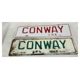 Two Conway, NC City License Plates, One Dated 1967