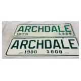 Archdale City License Plates, 1974 and 1980