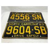 1963 and 1965 North Carolina License Plates, Yello