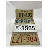 Four Texas License Plates, 1957-1974