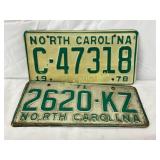 Two North Carolina License Plates, 1971 and 1978