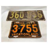 Two License Plates: Missouri 1933 and Maine 1948