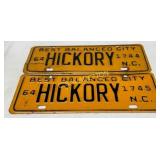 1964 Hickory, North Carolina City Tags