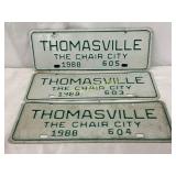 Three 1988 Thomasville ï¿½The Chair Cityï¿½ Metal Tags