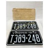 1972 Virginia License Plates in Original Packaging
