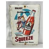 4×6 Inch Metal Squeeze Soda Advertisement Sign wit