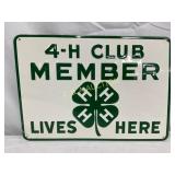 Embossed Metal 4-H Club Member Lives Here