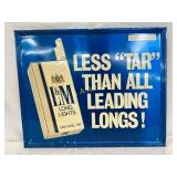 L&M Cigarette Embossed Metal Advertising Sign, 22i