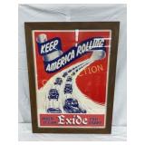 Framed 1941 Exide Battery Advertisement Keep Amer