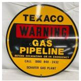 12-Inch Metal Texaco Gas Pipeline Warning Sign