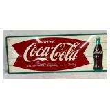 Coca-Cola 32×12-Inch Fishtail Tin Advertising Sign