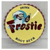 25´´ Embossed Frostie Root Beer Bottle Cap Sign by
