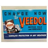 Contemporary Veedol Metal Sign, 24in x 16in