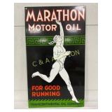 Porcelain Single-Sided Marathon Motor Oil Sign, 17