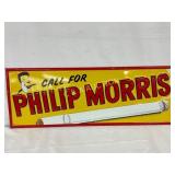 Embossed Philip Morris Advertising Sign, 28in x 10