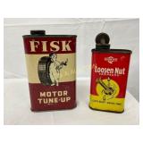 Two Vintage Oil Cans: Fisk Motor Tune-Up (16 fl o