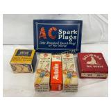 6 Metal AC Spark Plugs Tin, 2 AC Spark Plug Boxes,