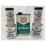 Five Phillips 66 Cans Including Repair Kits, Rust