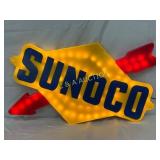 Illuminated Plastic Sunoco Sign with Red Arrow Des