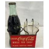Coca-Cola Bottle and Cup Set with Metal Holder and