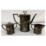 German Trench Art Shell-Made Metal Coffee and Crea