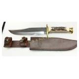 Trapper Hunting Knife with Fixed Blade, Brass Guar