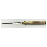 Swing Crane Stiletto Knife with Brass Accents and