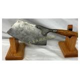 12in Hand Forged Metal Cleaver with Wood Handle