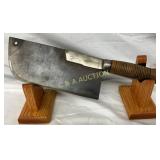Vintage Steel Meat Cleaver with Wood Handle and 14
