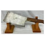 Clyde U.S. 1964 14-Inch Meat Cleaver with Wood Han